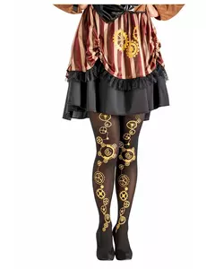 Svarta steampunkstrumpbyxor dam