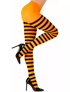 Randiga orange och svarta strumpbyxor vuxen