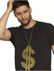 Guldhalsband med dollarsedlar 24 cm XL vuxen