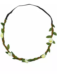 Elastisk vit blomsterkrans för vuxen