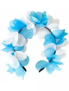 Blå och vit blomsterkrans