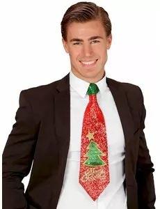 Röd paljettklädd slips Merry Christmas