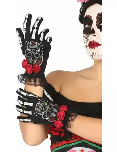 Korta mexikanska skelettvantar dam Dia de los muertos