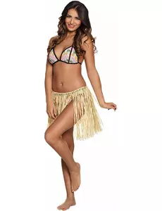 Kort naturlig raffia-hawaiikjol vuxen