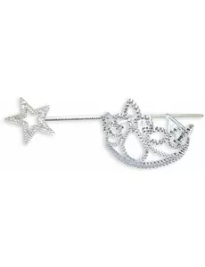 Prinsesskit med tiara och silverfärgad trollstav för barn