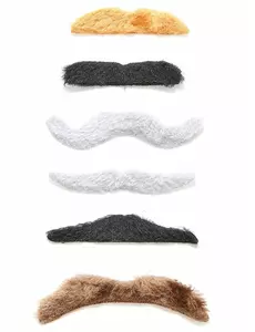 Set med 6 självhäftande mustascher vuxen