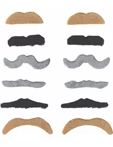 Set med 12 mustascher för vuxna