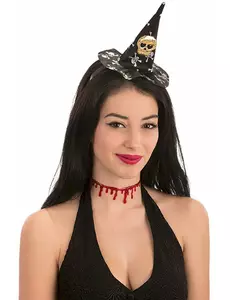 Minihäxhatt med dödskalle Halloween dam