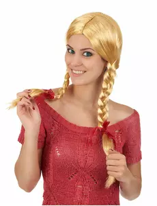 Blond peruk med tofsar skolflicka dam