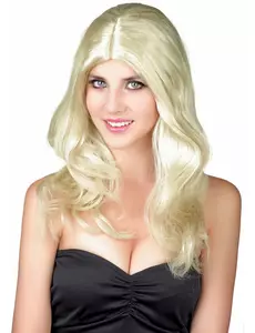 Blond vågig peruk dam