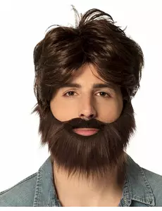 Dude-peruk med skägg och mustasch vuxen