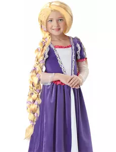 Lyxig lång prinsessperuk med fläta flicka