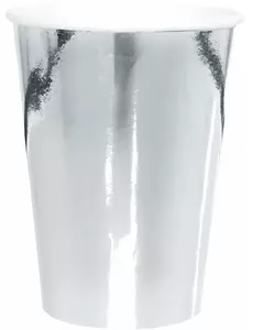 10 metalliserade silverfärgade pappmuggar 25 cl