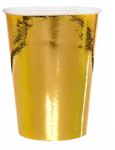 10 Guldfärgade metalliska pappmuggar 25 cl