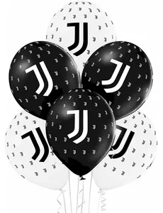 12 svarta och vita latexballonger Juventus™ 30 cm