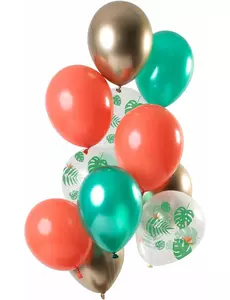 12 tropiska metalliska latexballonger 33 cm