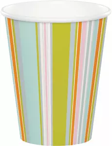 8 randiga flerfärgade pappersmuggar djungel 256 ml