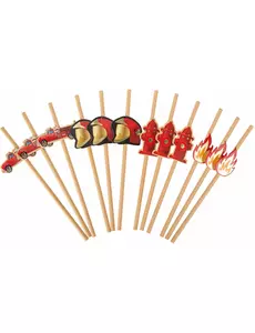 12 sugrör brandman kraft och röda 19,5 cm