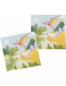 12 Dino Party-pappersservetter 33 x 33 cm