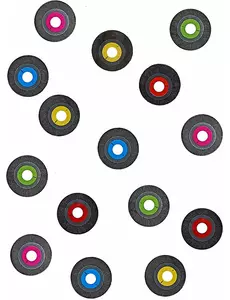 150 vinylskivor som bordsdekoration