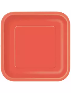 16 små ljusröda fyrkantiga papptallrikar 18 cm