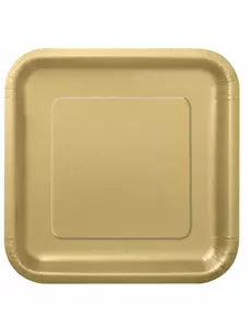 16 små matta guldfärgade papptallrikar 17 cm
