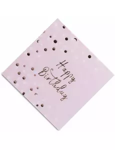 16 Happy Birthday pappersservetter konfetti roséguld 33 x 33 cm
