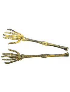 2 skelettarmar i antikguldig plast 31 cm