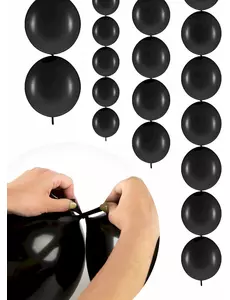 20 svarta sammankopplingsbara ballonger 28 cm