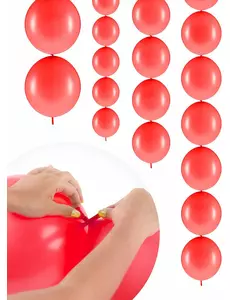20 uppblåsbara vallmoröda ballonger att länka ihop 28 cm