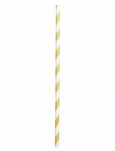 20 randiga guldfärgade papperssugrör 20 cm