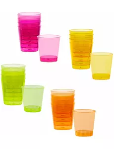 20 shotsglas i flerfärgad plast