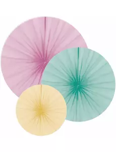 3 pastellfärgade pappersrosetter