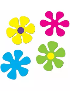 4 retroblomsterdekorationer i kartong 30 och 34 cm