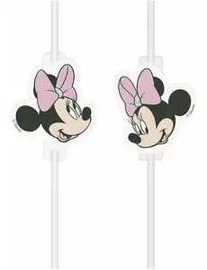 4 papperssugrör med Minnie™-ansiktsmedaljong