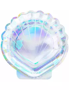 6 holografiska papperstallrikar i snäckform 18,5 cm