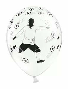 Vita latexballonger med fotbollsspelare och ballonger 30 cm