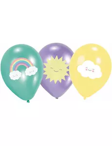 6 latexballonger Litet moln mint, lila och gul, 27,5 cm