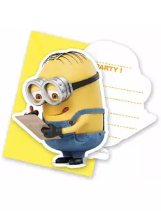 6 Inbjudningskort med kuvert lovely Minions™