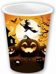 6 pappmuggar med Halloweenpumpor 240 ml