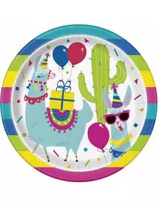8 Pappassietter lama födelsedag 22 cm