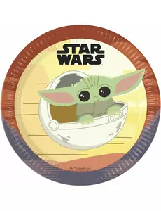 8 papperstallrikar med baby Yoda, The Mandalorian™, 23 cm