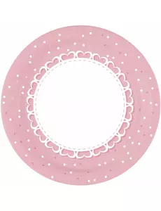 8 papperstallrikar med rosa hjärtan 23 cm