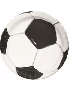 8 fotbollsformade papperstallrikar 23 cm