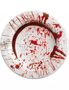 6 Halloweenpappersassietter blodiga 23 cm