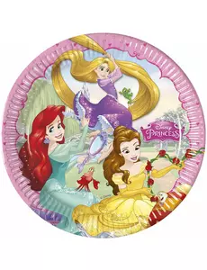 8 Disney™ Princesses-papperstallrikar med hjärtan 23 cm