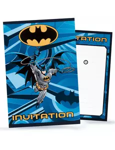 8 Batman™-inbjudningskort med kuvert 10x16cm