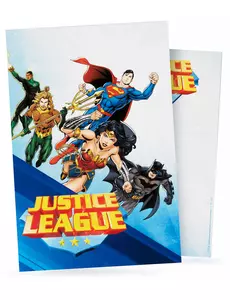 8 inbjudningskort med kuvert Justice League™ 10 x 16 cm