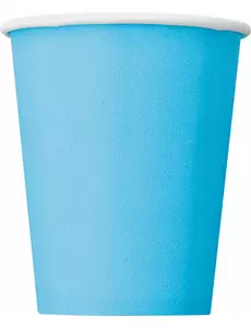 8 pastellblå pappmuggar 270 ml