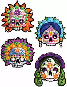 4 Dekorativa Dia de los muertos-masker 30 cm